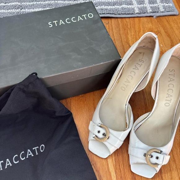 Staccato Cream Peep-Toe Heels - Picture 1 of 6